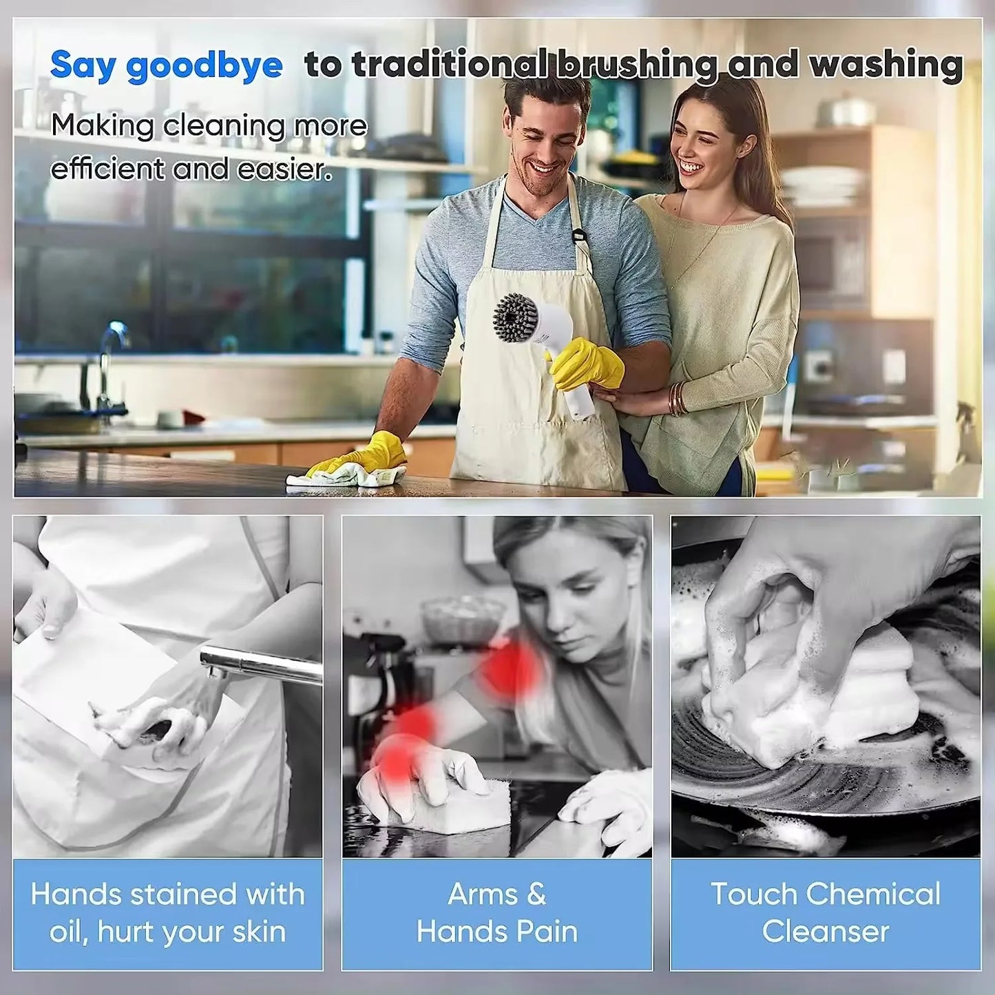 FlexiFinds Cordless Electric Spin Scrubber-Effortless Deep Cleaning for Kitchen