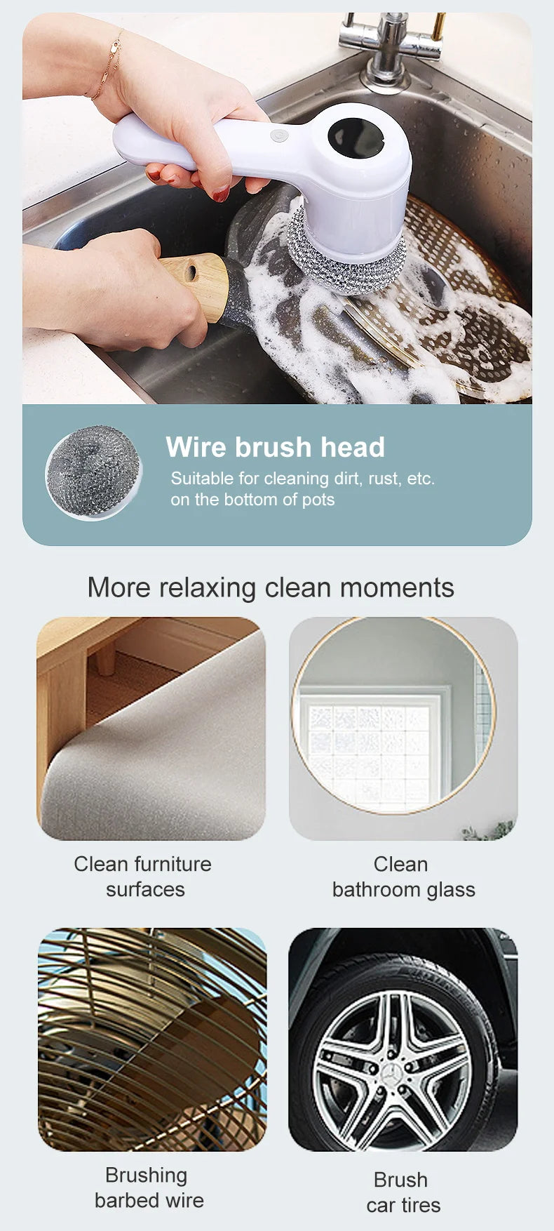 FlexiFinds Cordless Electric Spin Scrubber-Effortless Deep Cleaning for Kitchen